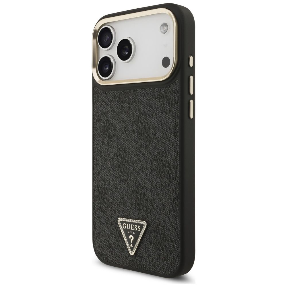 GUESS maskica za IPHONE 17 Pro kompatibilna s MagSafe (4G PU s trokutastim logotipom) zlatno-crna