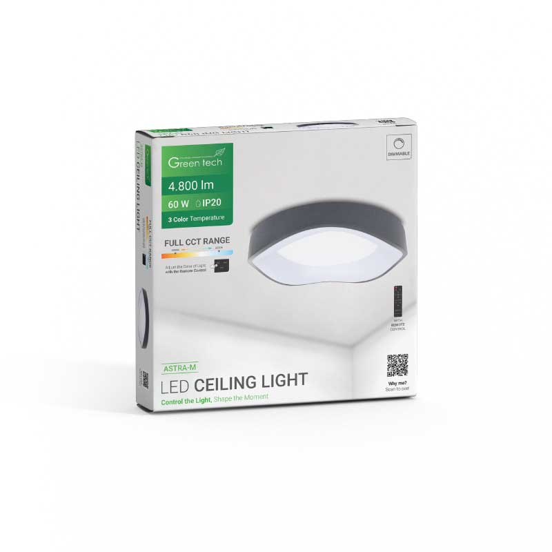 Smart plafonjera Green Tech metalna 60W, 3CCT s daljinskim up., fi 42cm