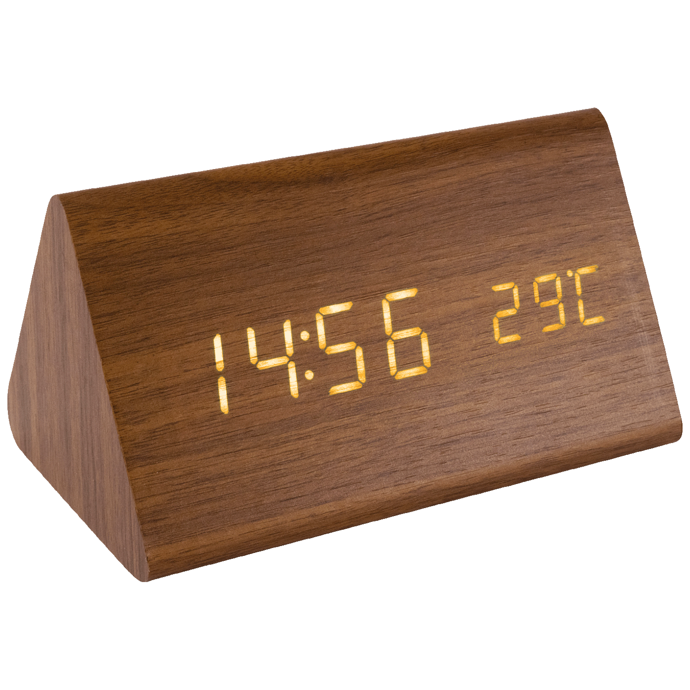 home Sat sa alarmom i termometrom, drveno kućište - OC 04