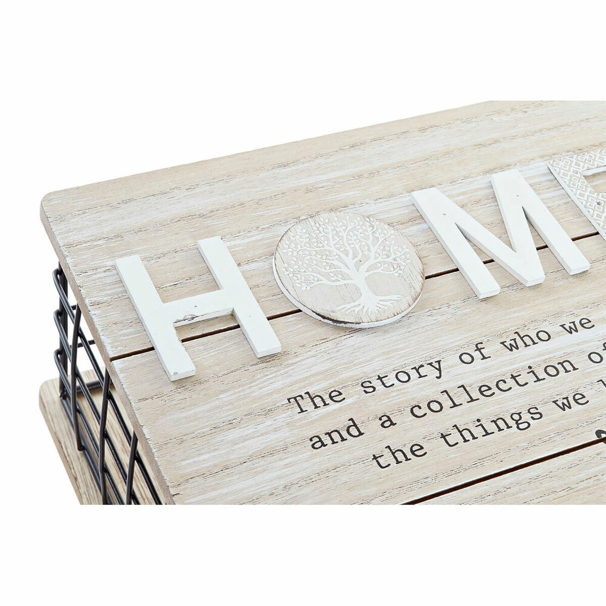Cutie Decorativă DKD Home Decor Crna Prirodno Metal Drvo MDF