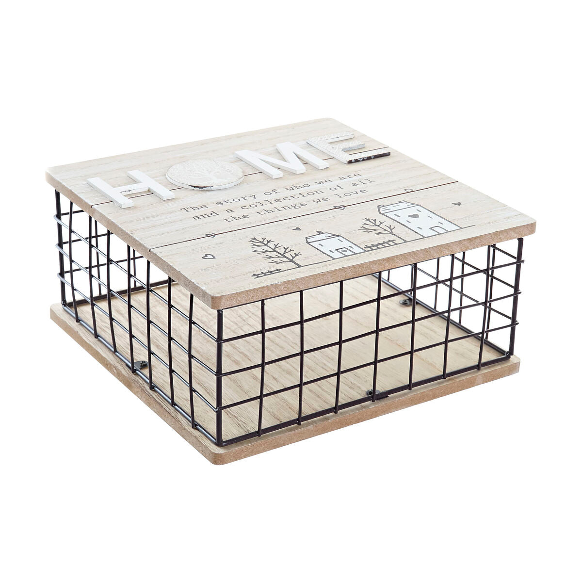 Cutie Decorativă DKD Home Decor Crna Prirodno Metal Drvo MDF