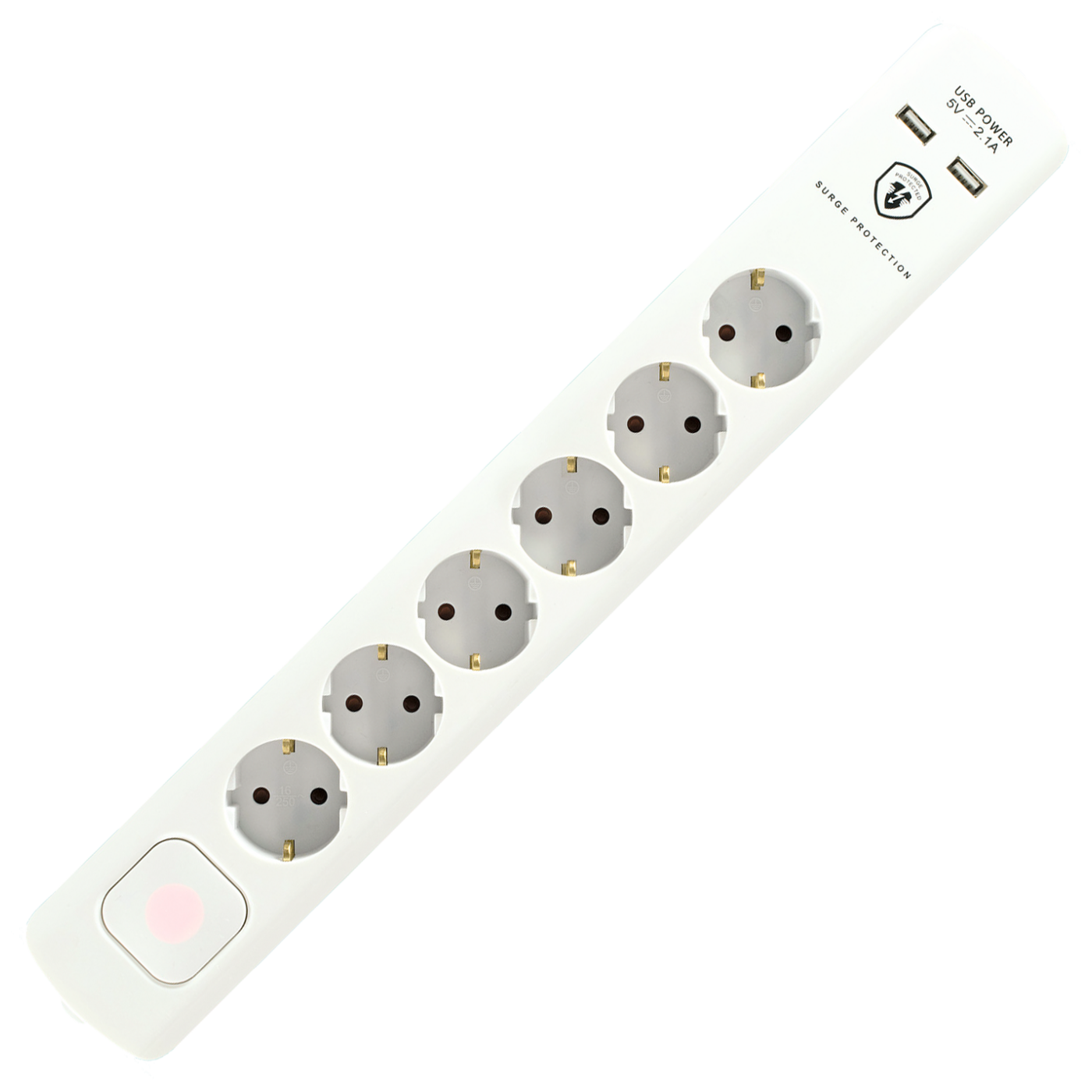 home Produžni kabel sa zaštitom, 6 utičnica, 1.5mm², 1,4 met, USB - NVT 06K USB/WH