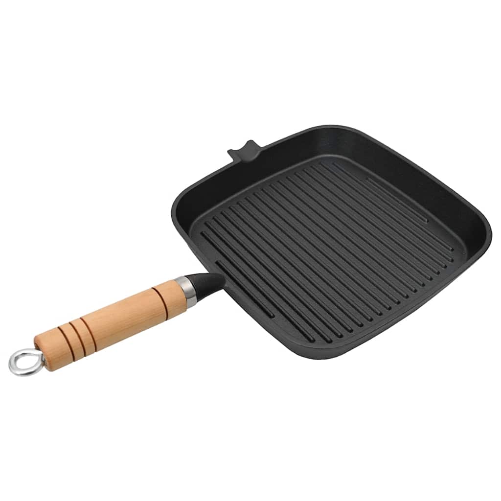 Grill Tava s Drvenom Ručkom Lijevano Željezo 20x20 cm