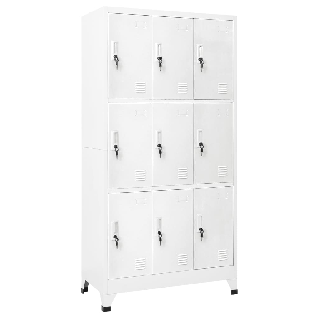 Ormarić s ključem i 9 pretinaca čelični 90 x 45 x 180 cm sivi