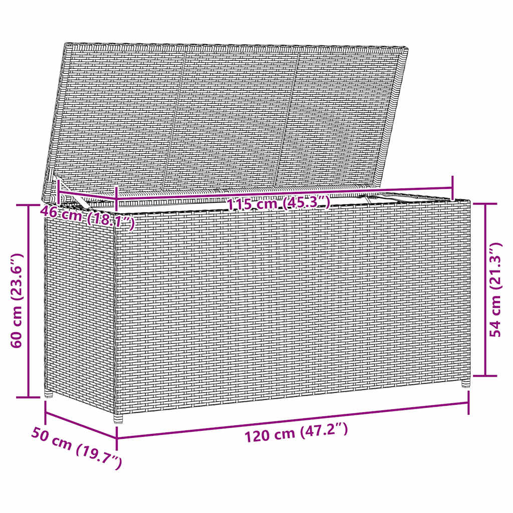 Vrtna kutija za pohranu od poliratana smeđa 120 x 50 x 60 cm