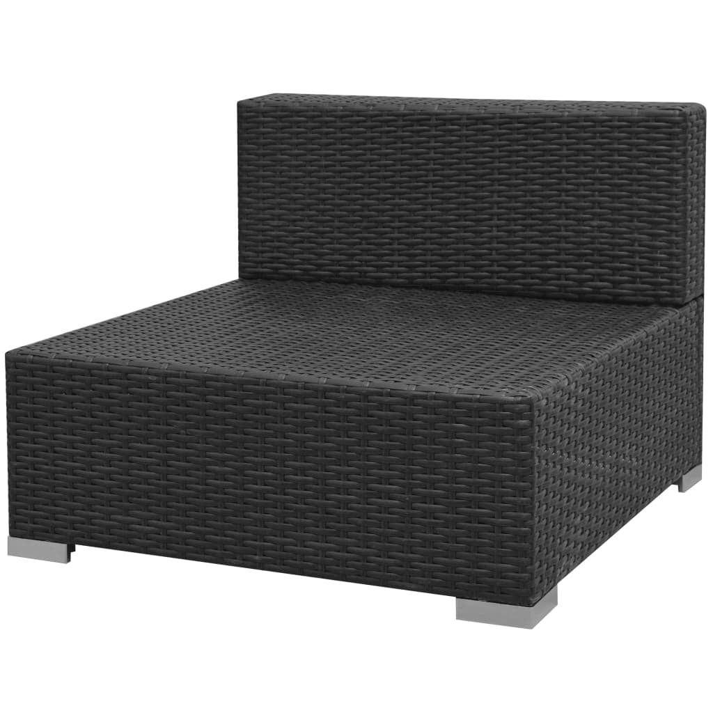7-dijelni vrtni lounge set s baldahinom poli ratan crni