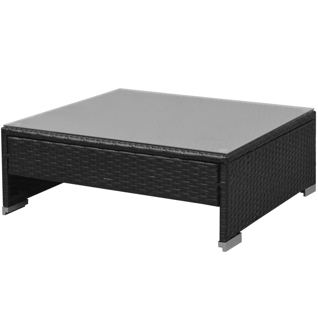 7-dijelni vrtni lounge set s baldahinom poli ratan crni