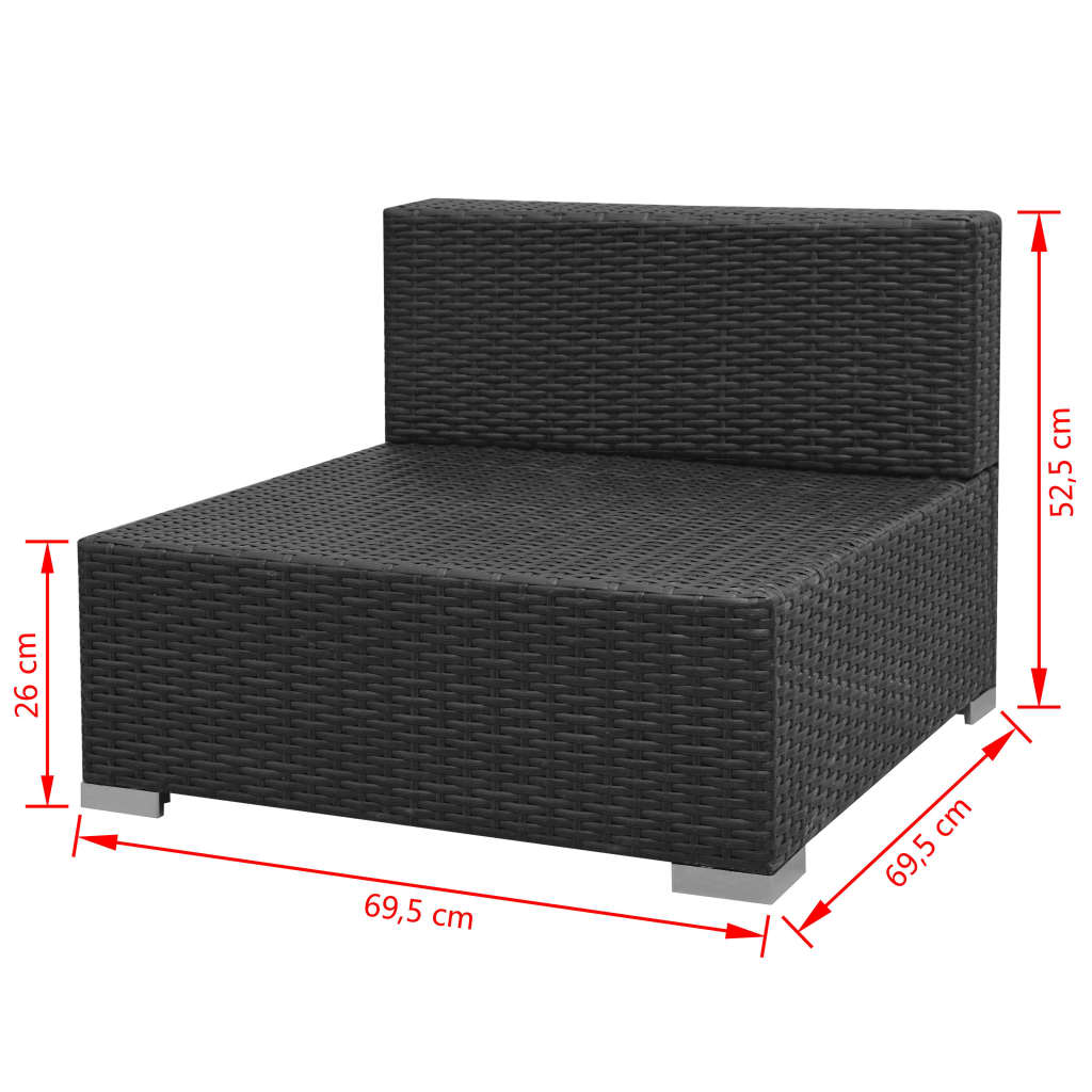 7-dijelni vrtni lounge set s baldahinom poli ratan crni
