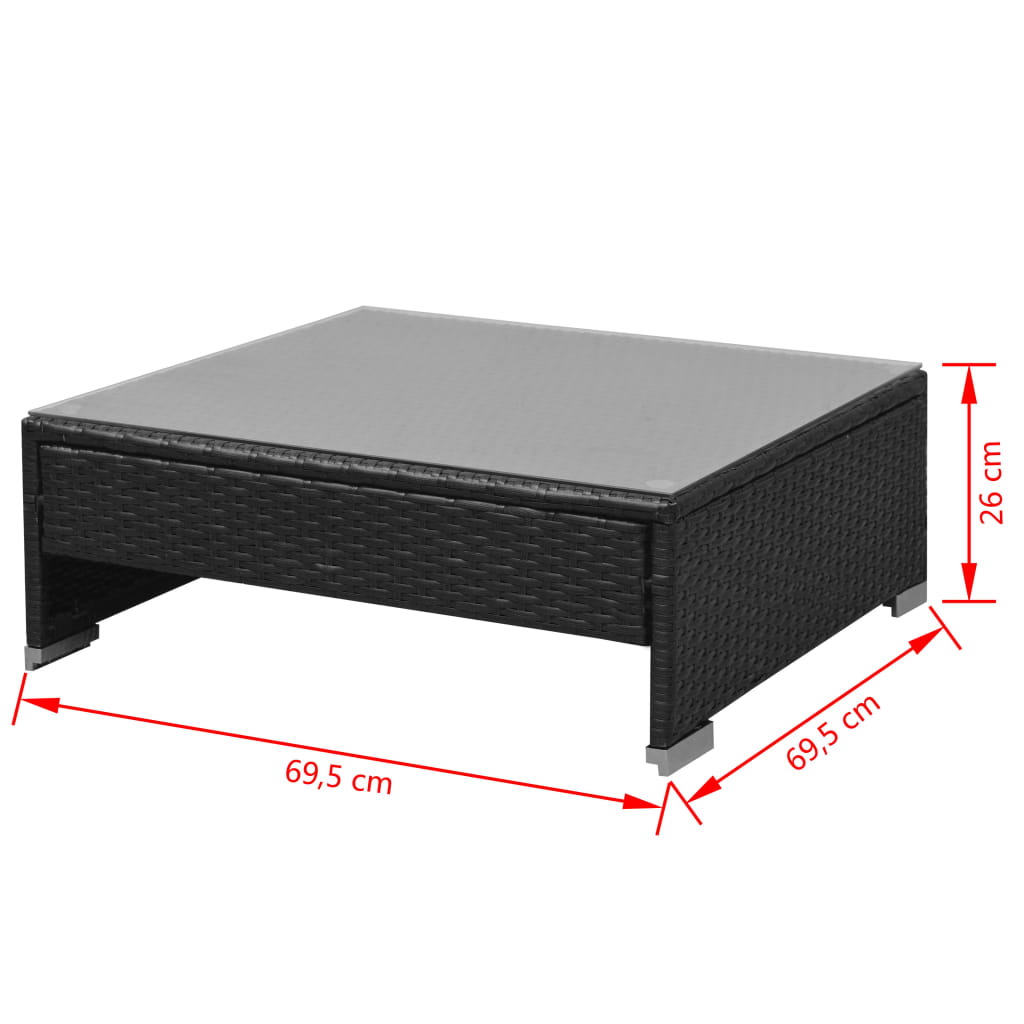 7-dijelni vrtni lounge set s baldahinom poli ratan crni