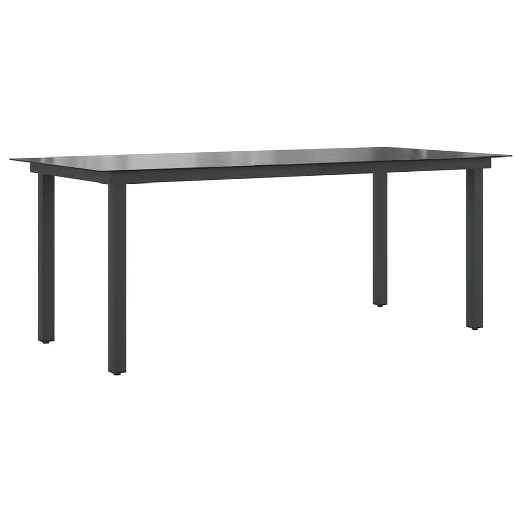 Vrtni stol crni aluminijum i staklo 190 x 90 x 74 cm
