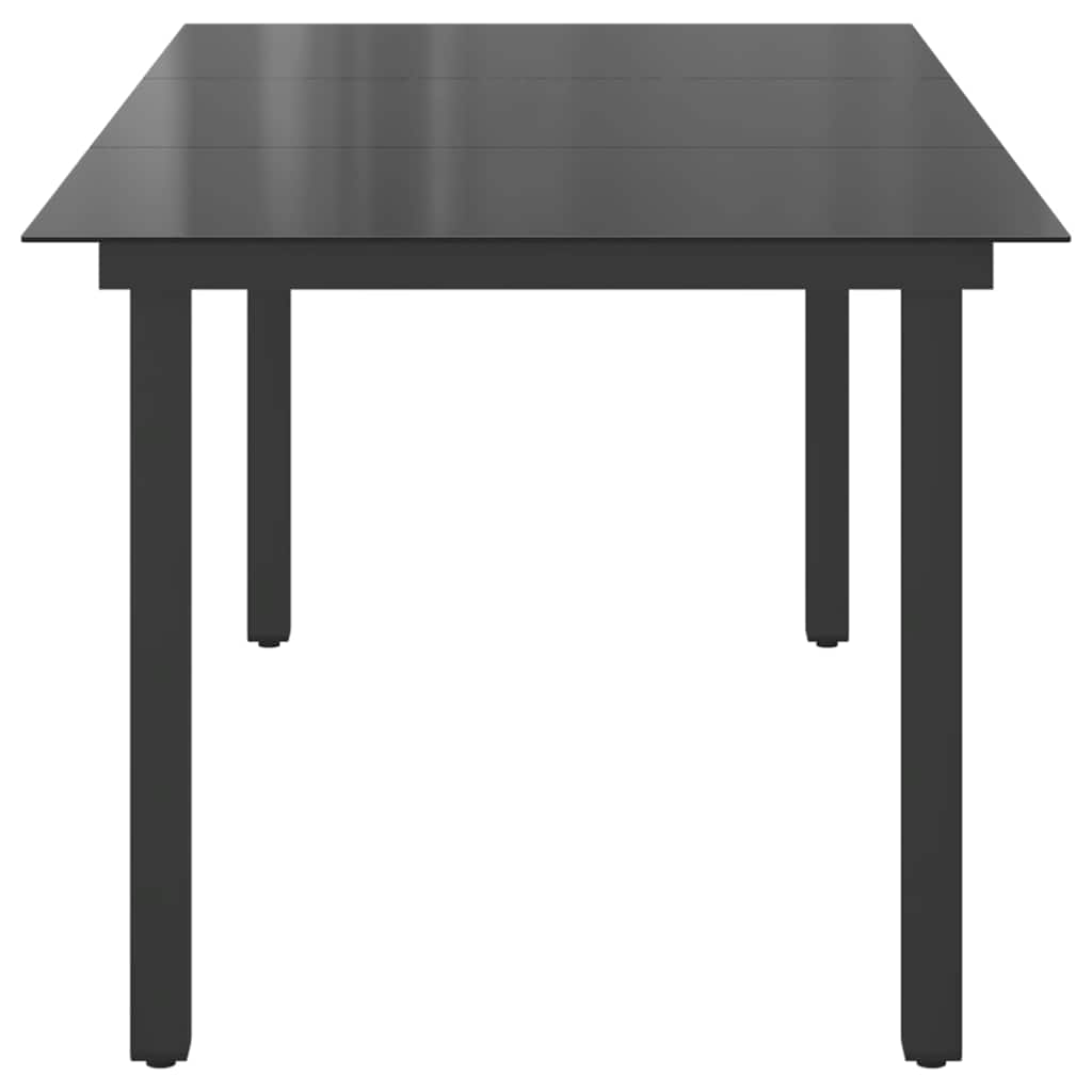 Vrtni stol crni aluminijum i staklo 190 x 90 x 74 cm