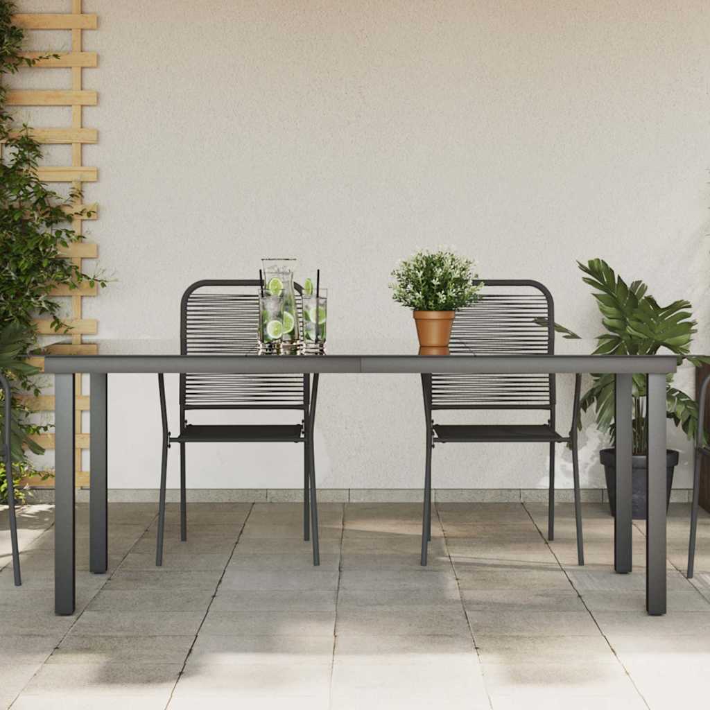 Vrtni stol crni 190 x 90 x 74 cm aluminijum i staklo