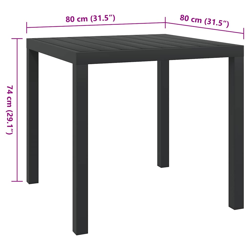 Vrtni stol crni 80 x 80 x 74 cm aluminijum i WPC