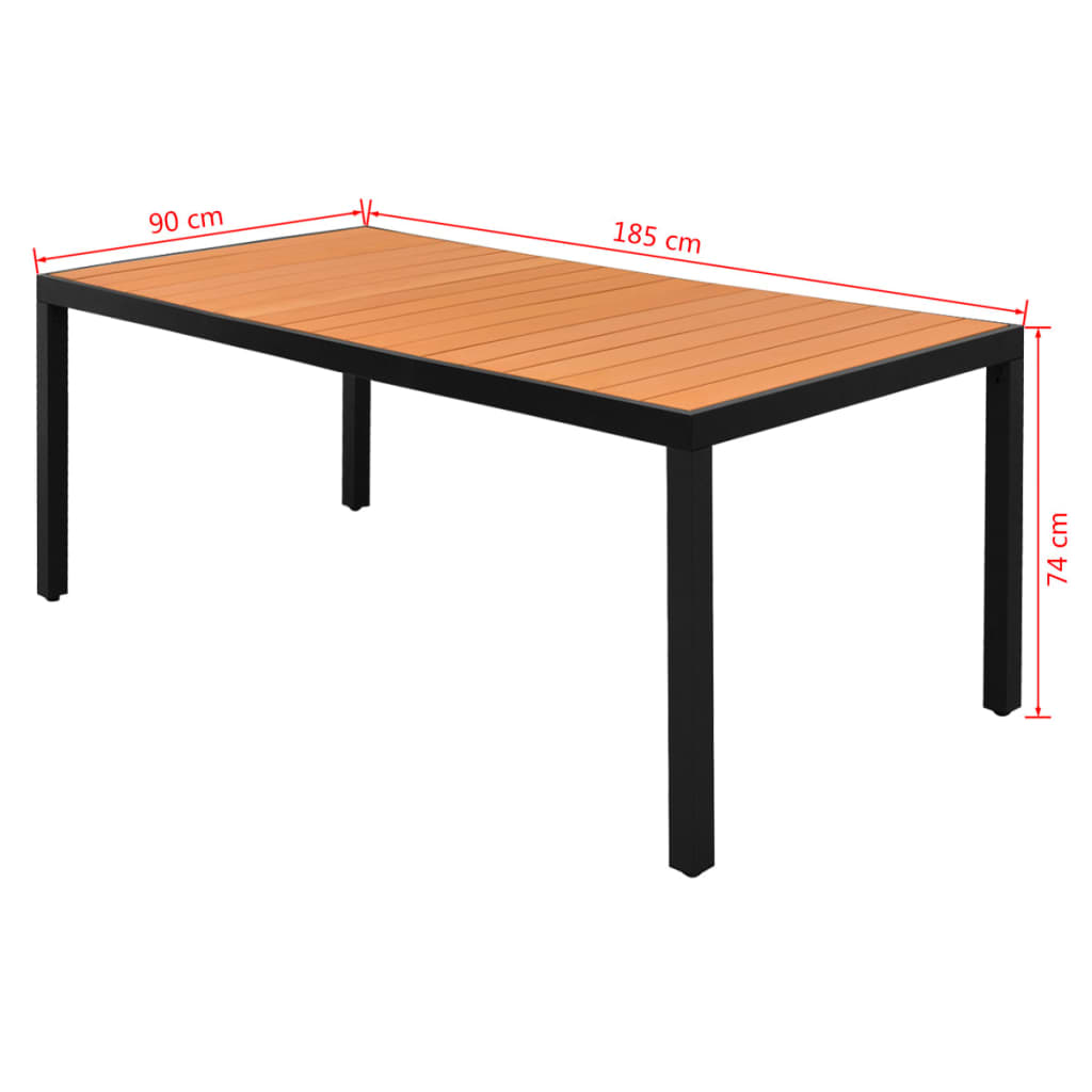 Vrtni stol smeđi 185 x 90 x 74 cm aluminijum i WPC