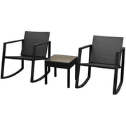3-Dijelni bistro set od poliratana crni