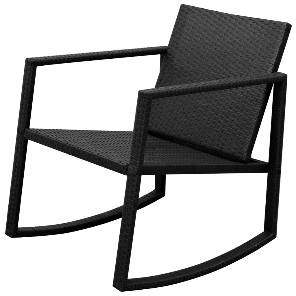 3-Dijelni bistro set od poliratana crni