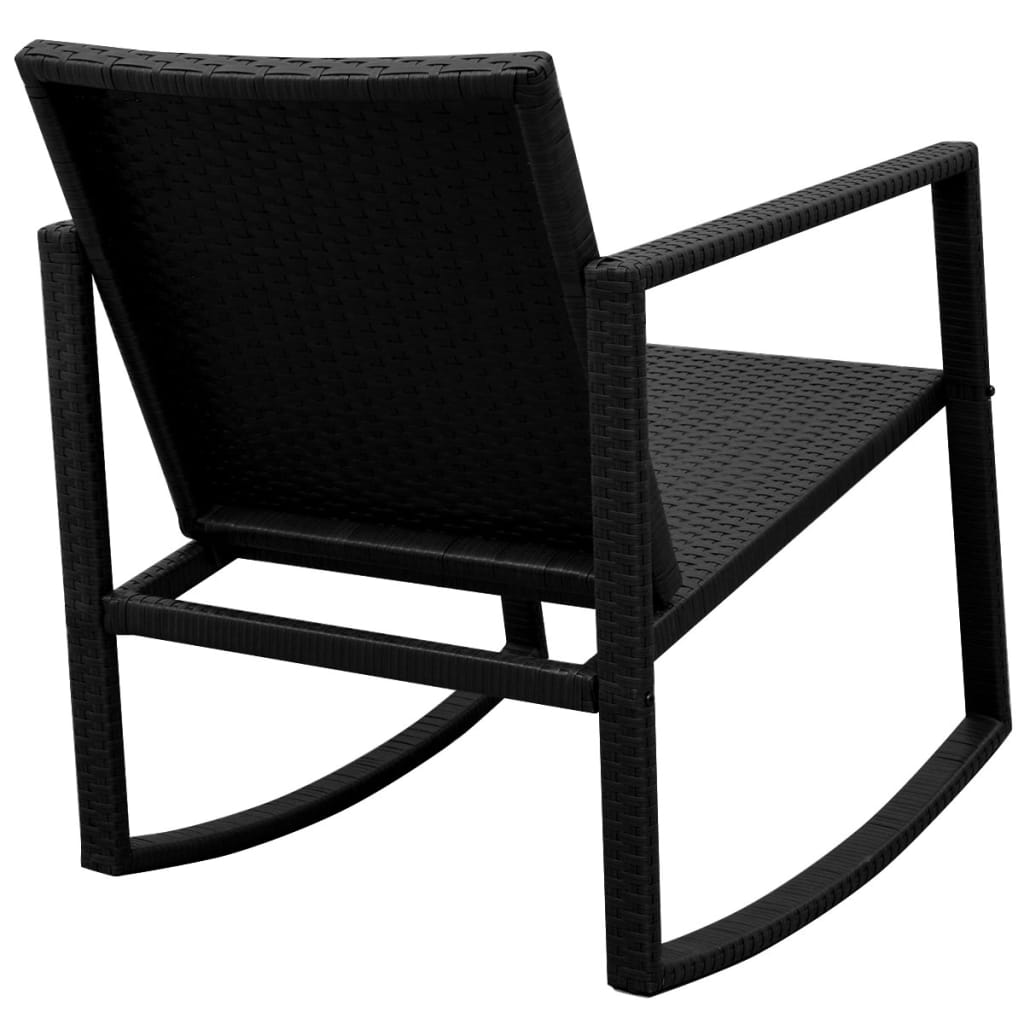 3-Dijelni bistro set od poliratana crni
