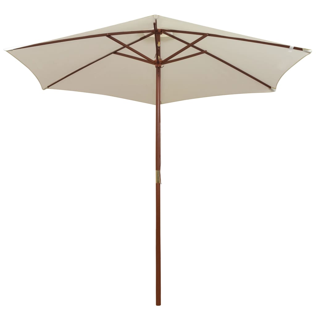 Suncobran 270 x 270 cm s drvenim stupom krem bijeli