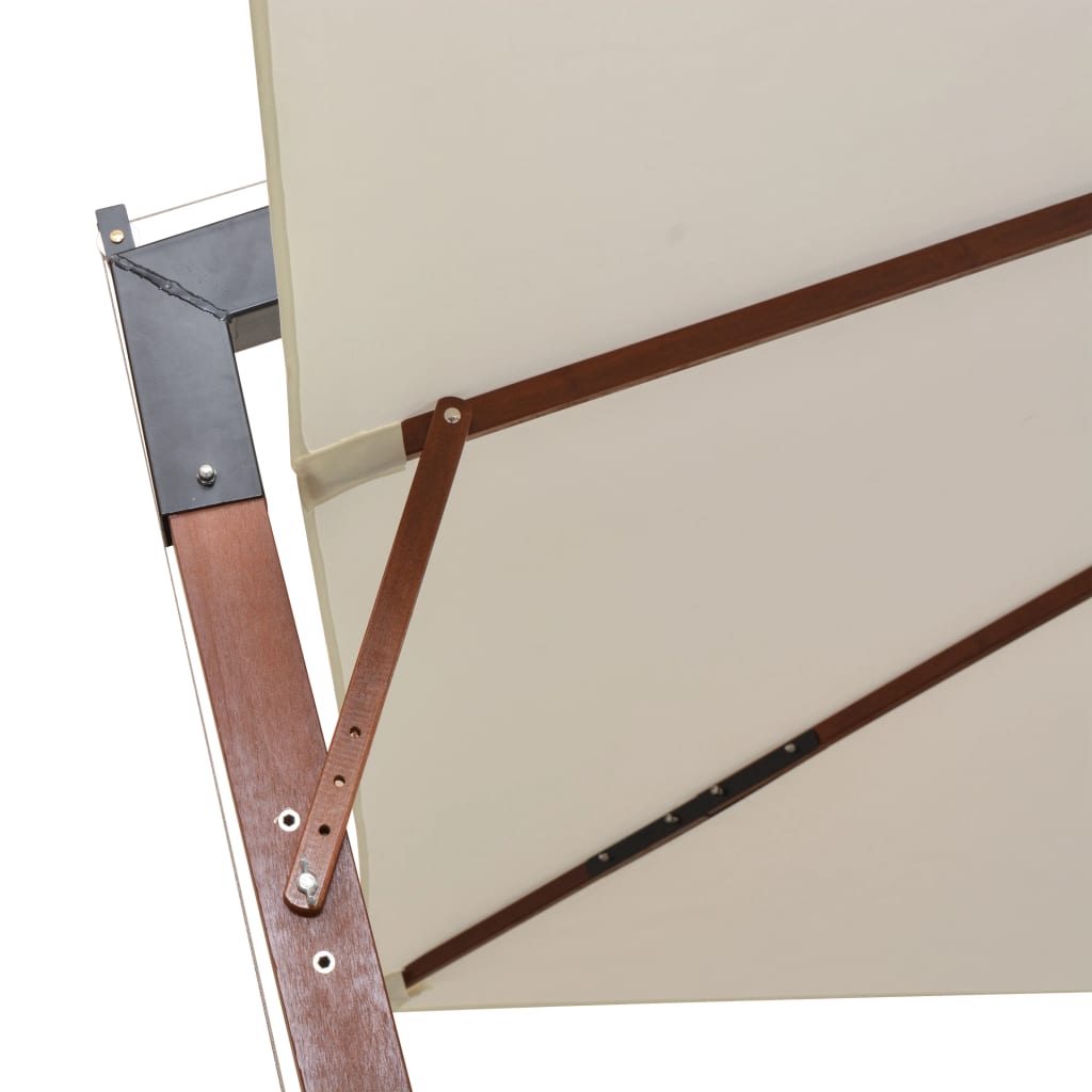 Viseći suncobran 300 x 300 cm s drvenim stupom bijeli