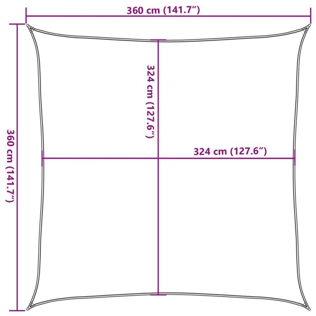 Jedro za zaštitu od sunca HDPE četvrtasto 3,6 x 3,6 m bijelo