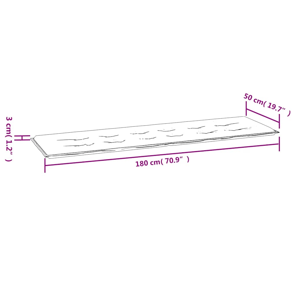 Jastuk za vrtnu klupu antracit 180 x 50 x 3 cm tkanina Oxford