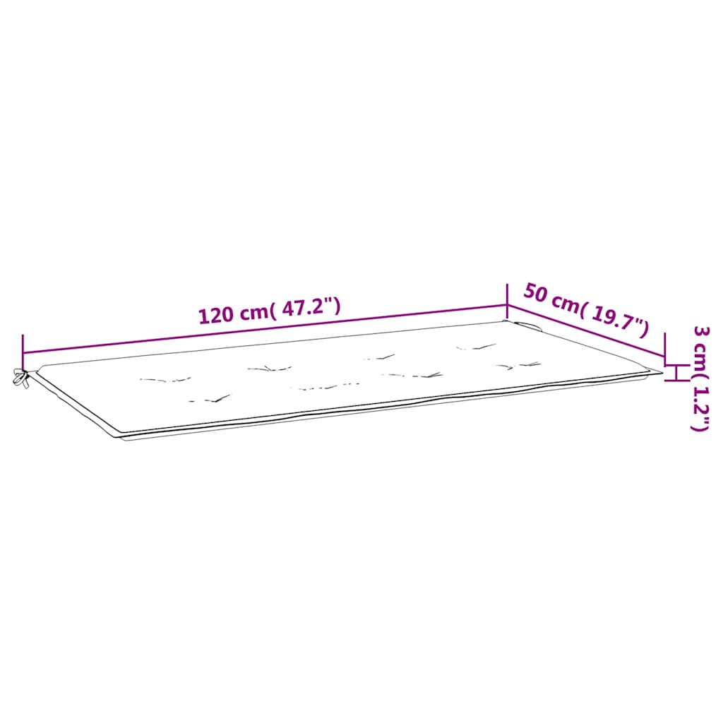 Jastuk za vrtnu klupu krem 120 x 50 x 3 cm od tkanine Oxford