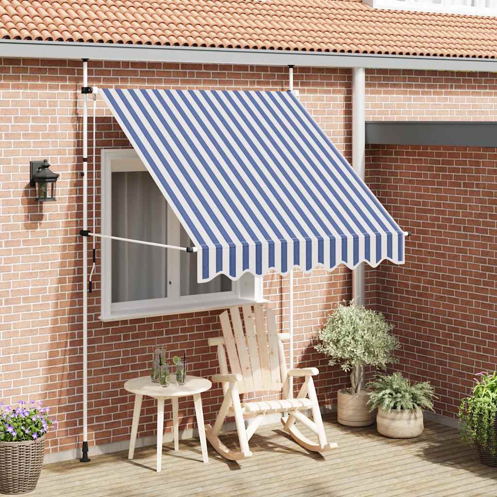 Tenda na ručno uvlačenje 200 cm plavo-bijela prugasta