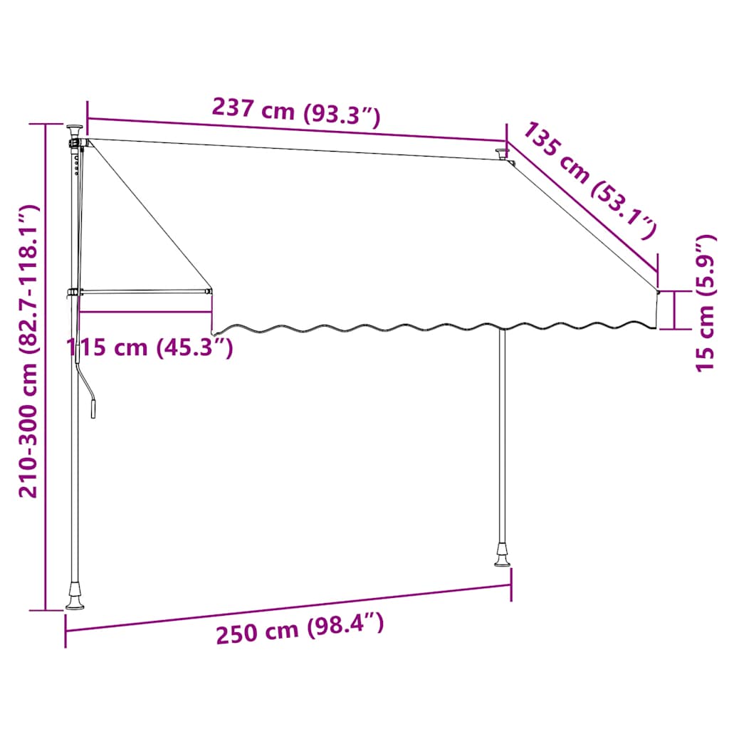 Tenda na ručno uvlačenje 250 cm plavo-bijela prugasta