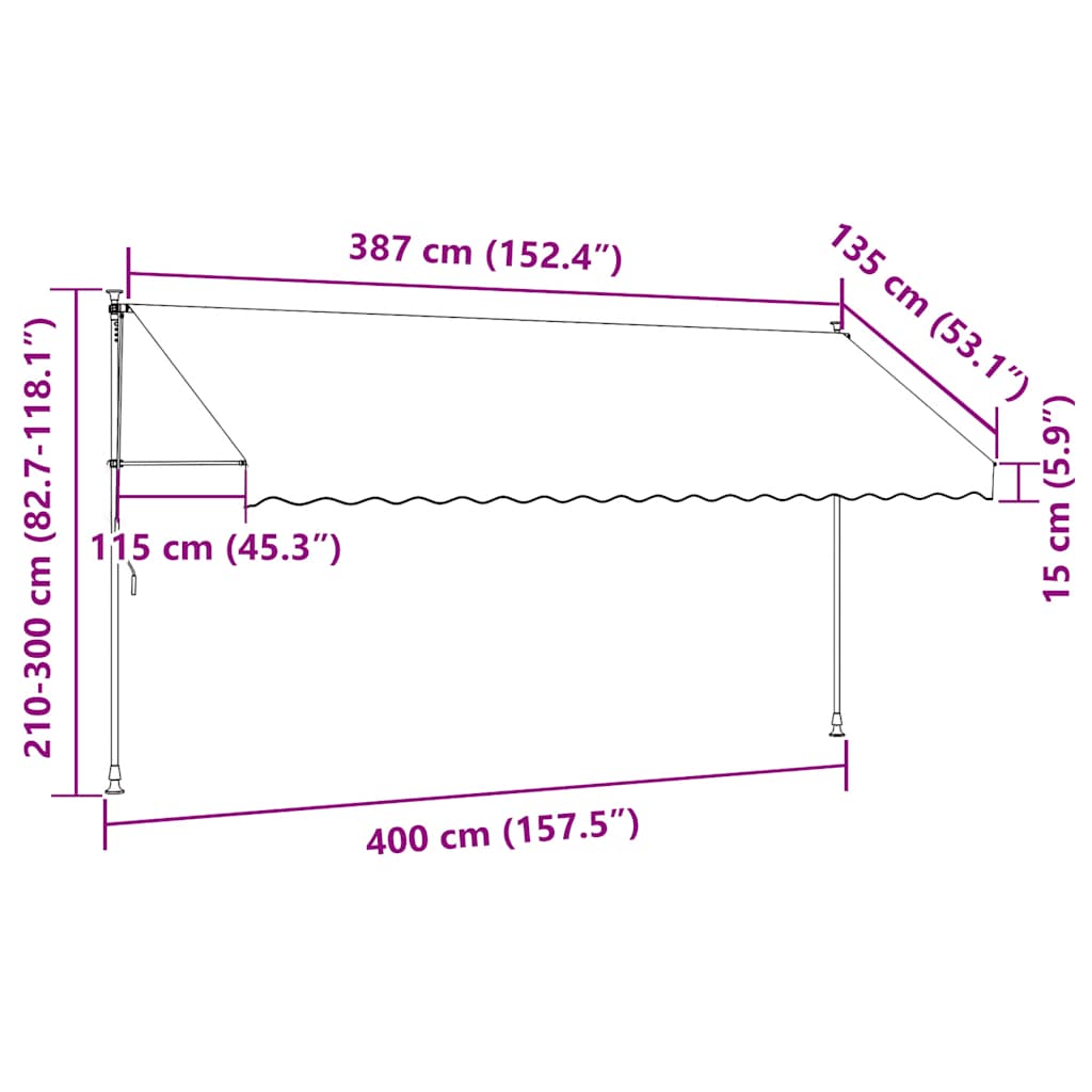 Tenda na ručno uvlačenje 400 cm žuto-plava prugasta