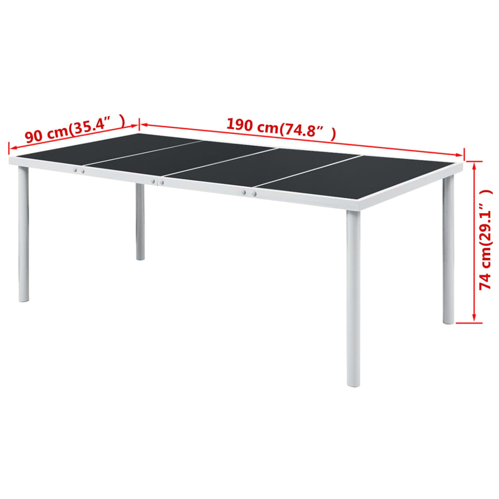 Vrtni stol 190 x 90 x 74 cm crni čelični