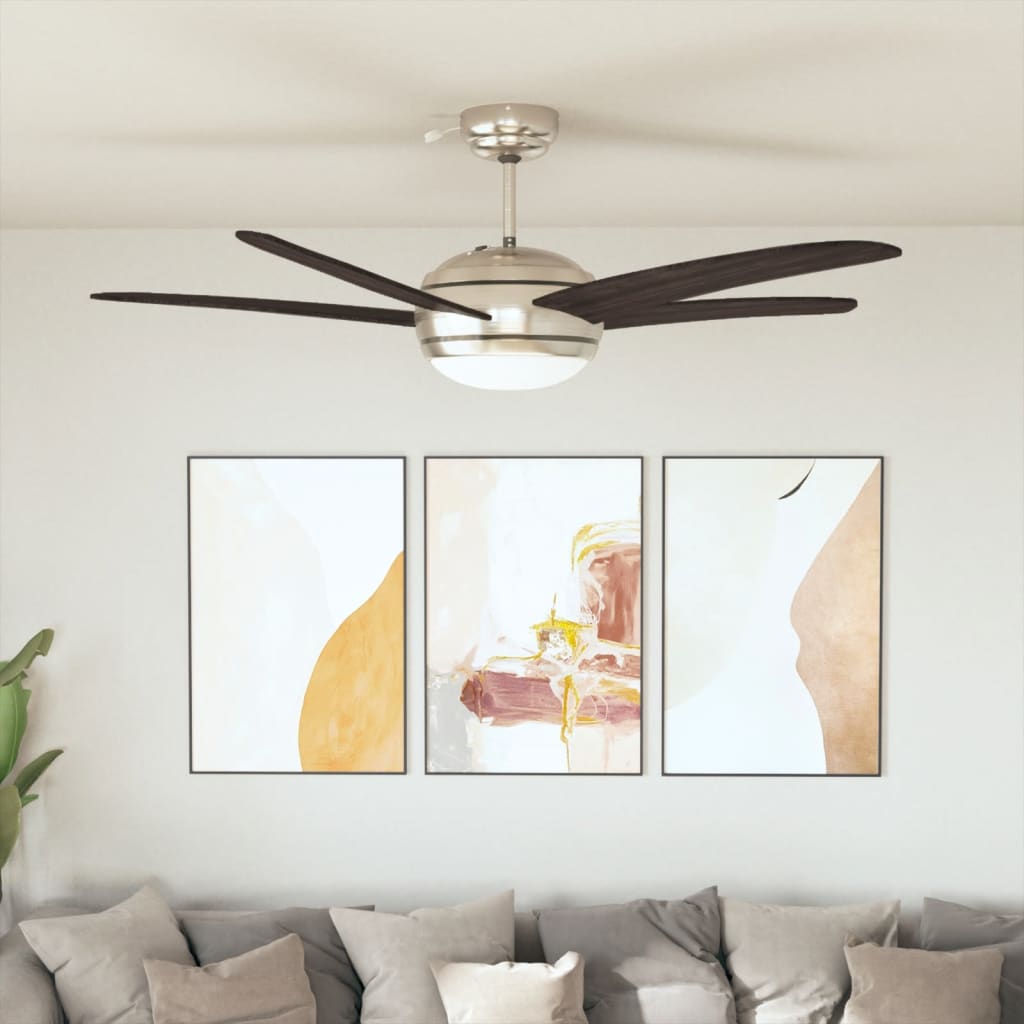 Ukrasni stropni ventilator sa svjetlom 128 cm smeđi