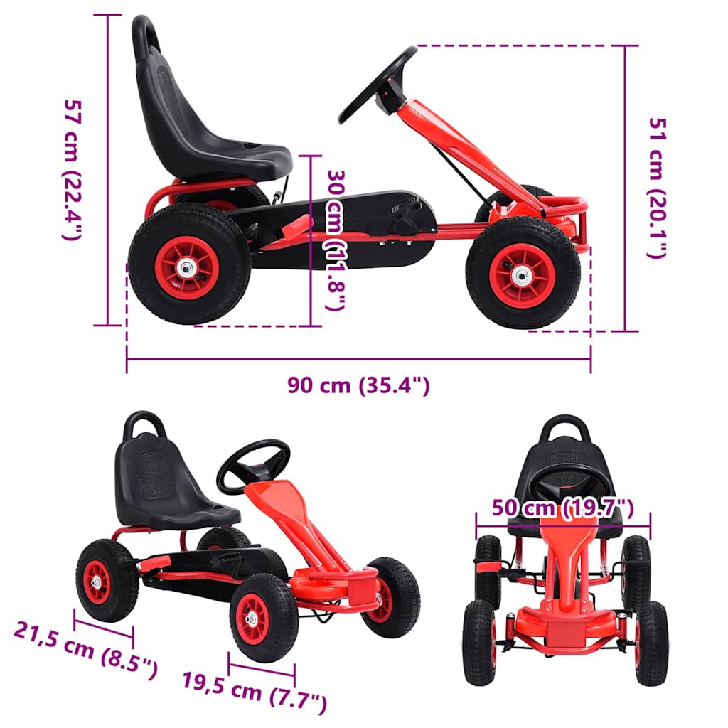 Go-Kart s Pedalama i Pneumatskim Gumama Crveni