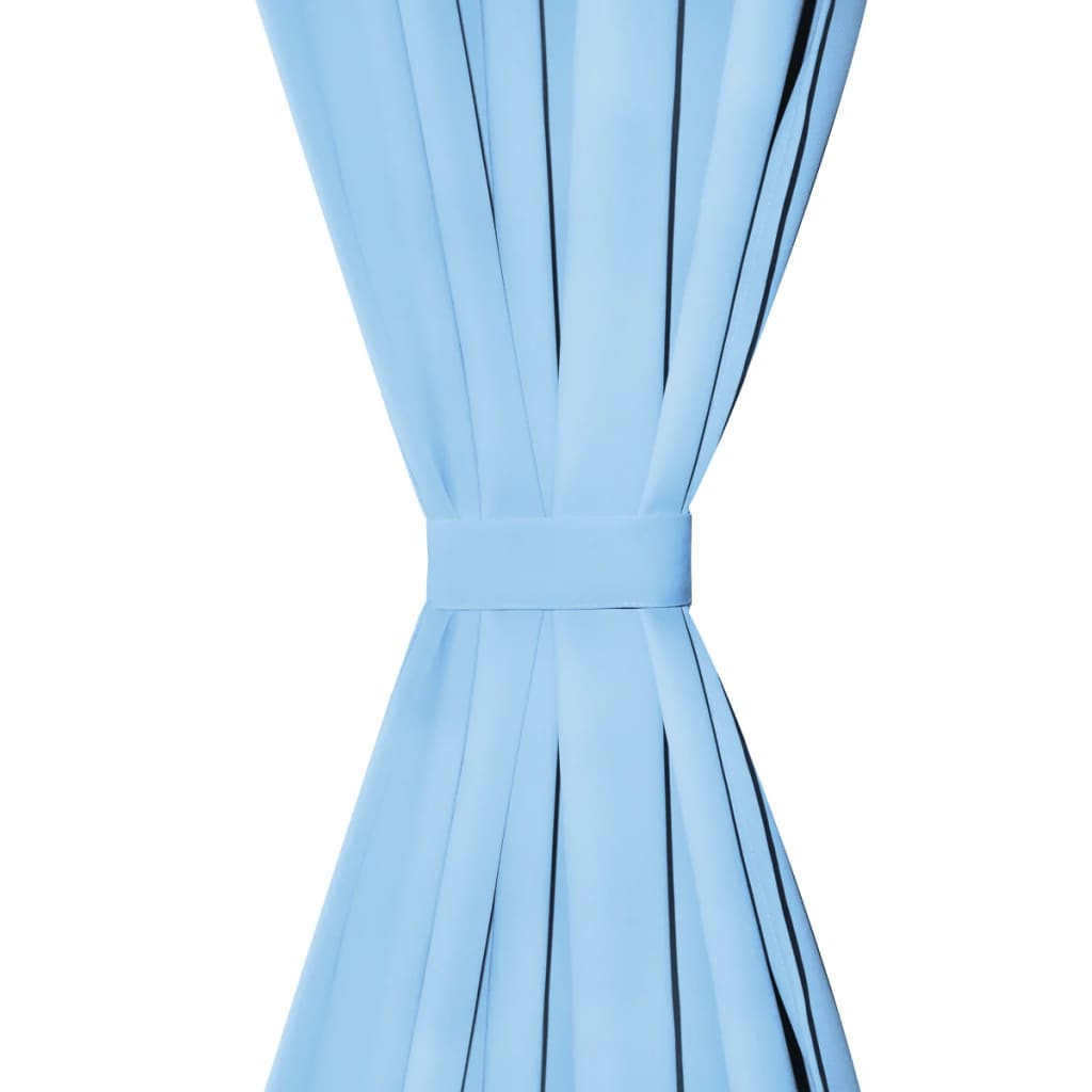 Mikro Satenske Zavjese 2 kom s Tregerima 140x175 cm Tirkizne