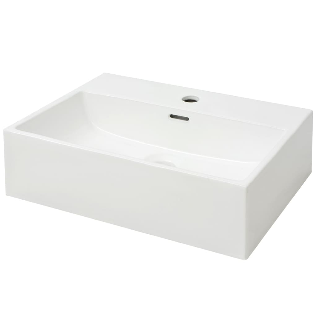 Umivaonik s Poklopcem za Slivnik Keramički Bijeli 51,5x38,5x15 cm