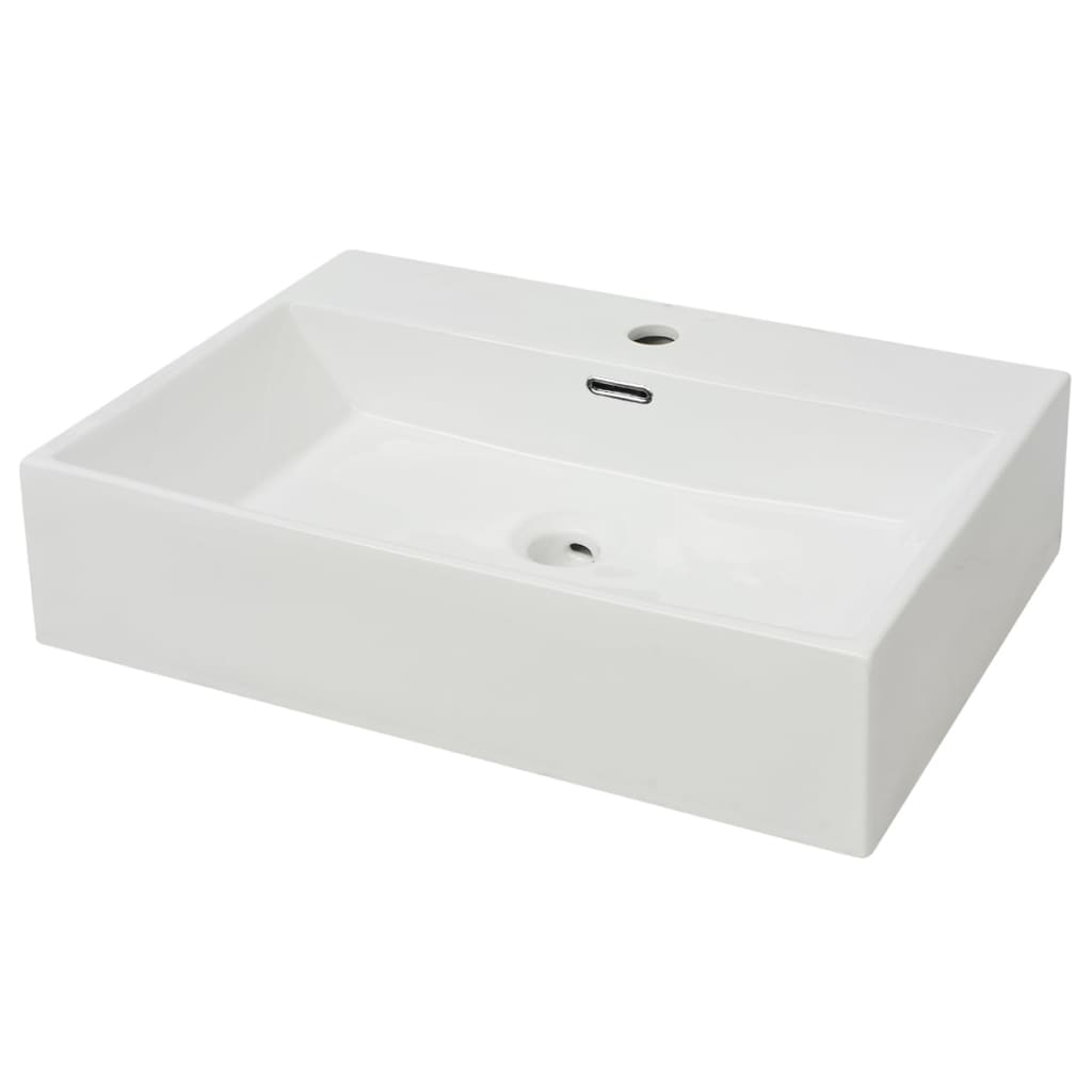 Umivaonik s Otvorom za Slavinu Keramički Bijeli 60,5x42,5x14,5 cm