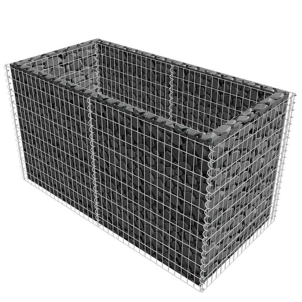 Gabionska sadilica čelična 180 x 90 x 100 cm srebrna
