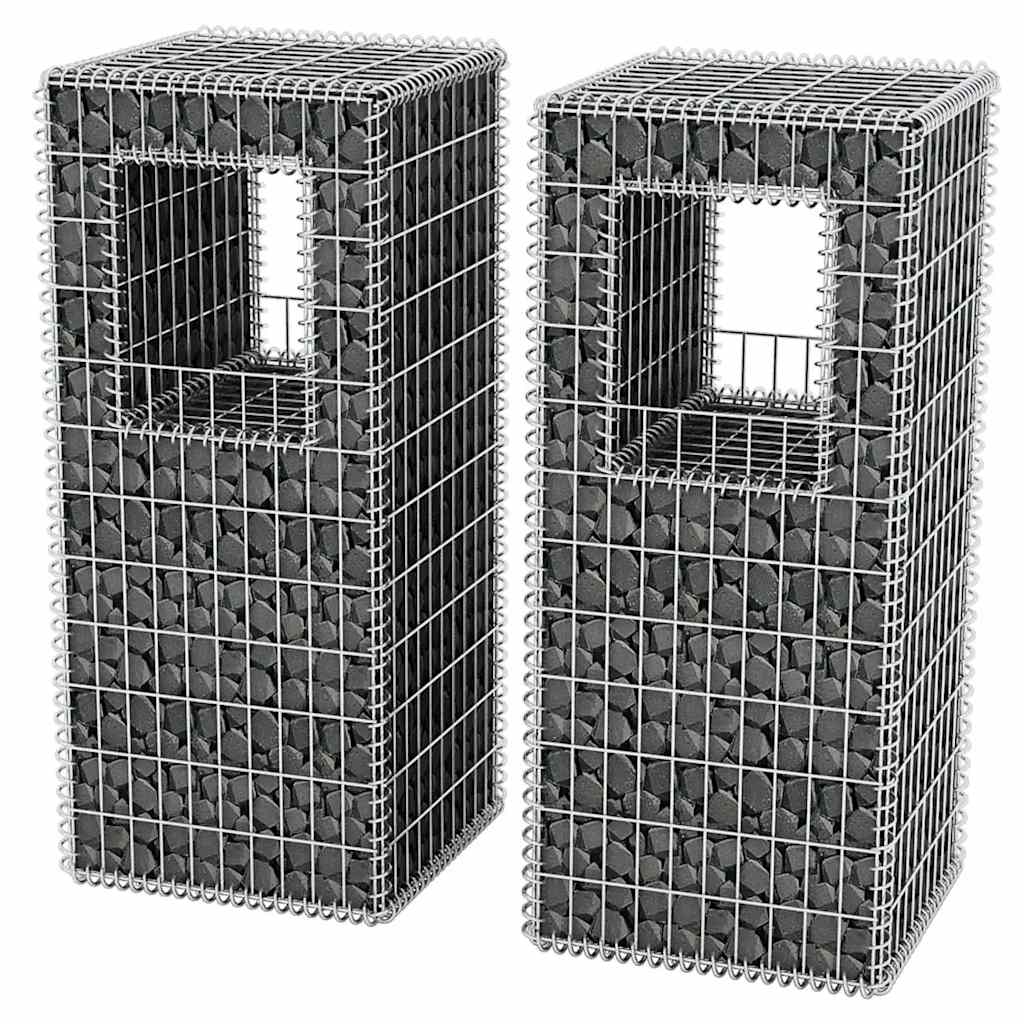 Gabionske stupne košare/sadilice 2 kom čelične 50 x 50 x 120 cm