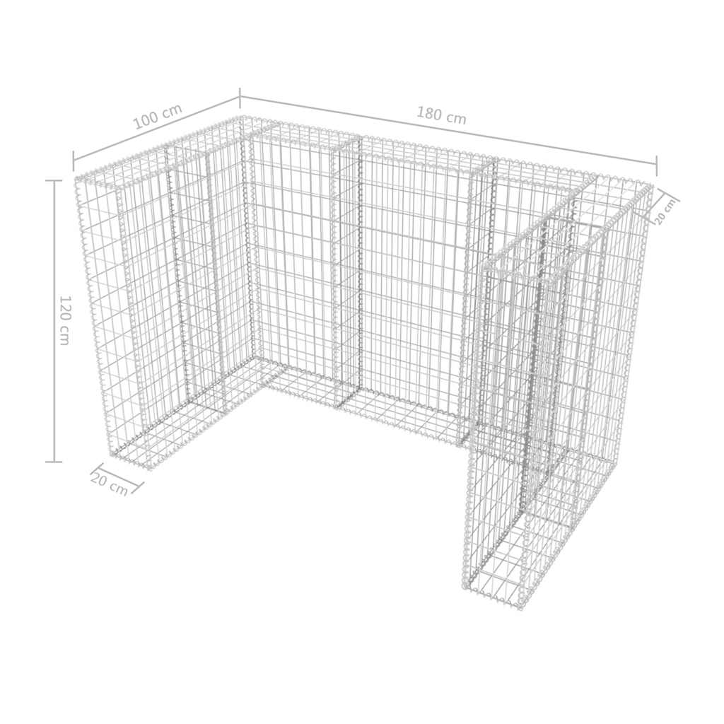 Gabionska ograda za dvije kante za otpad čelična 180x100x120 cm