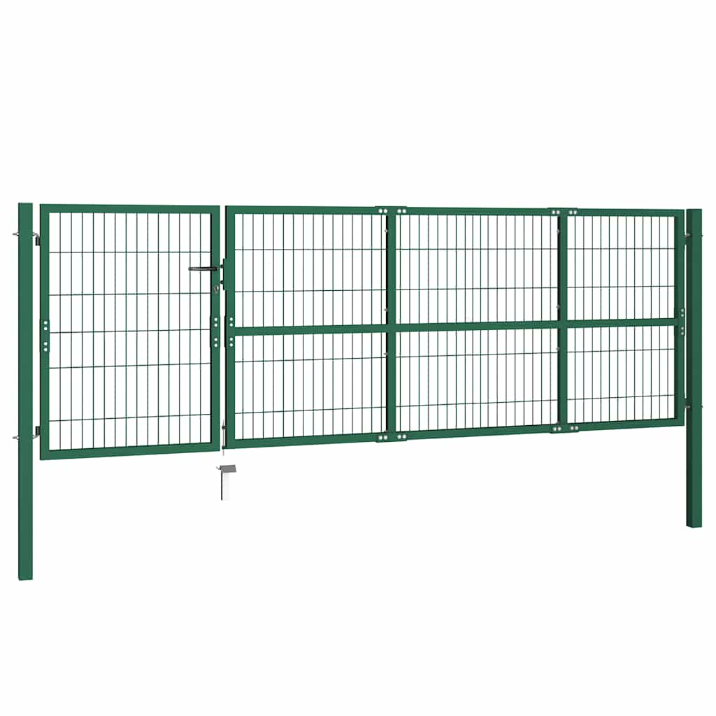 Vrtna ograda s stupovima 350x100 cm Čelična Zelena