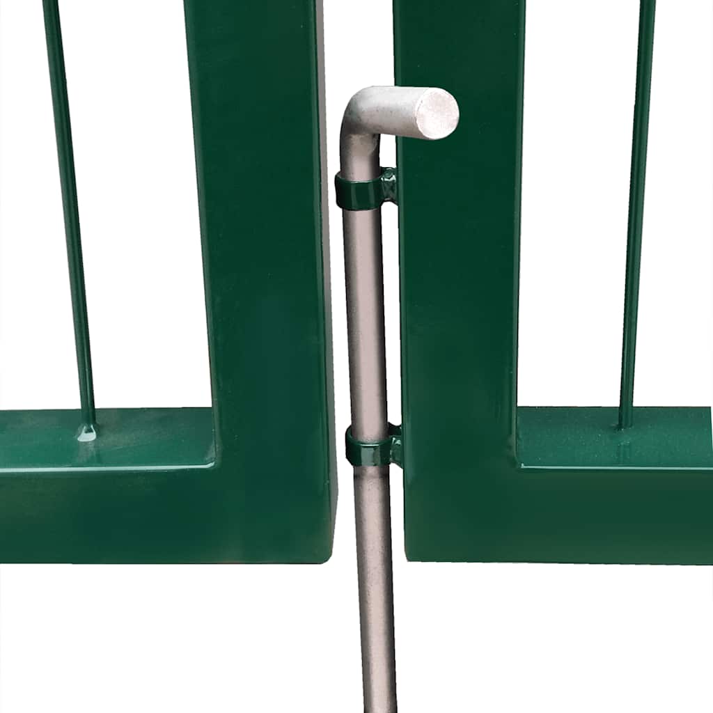 Vrtna vrata za ogradu sa stupovima 350x140 cm čelična zelena