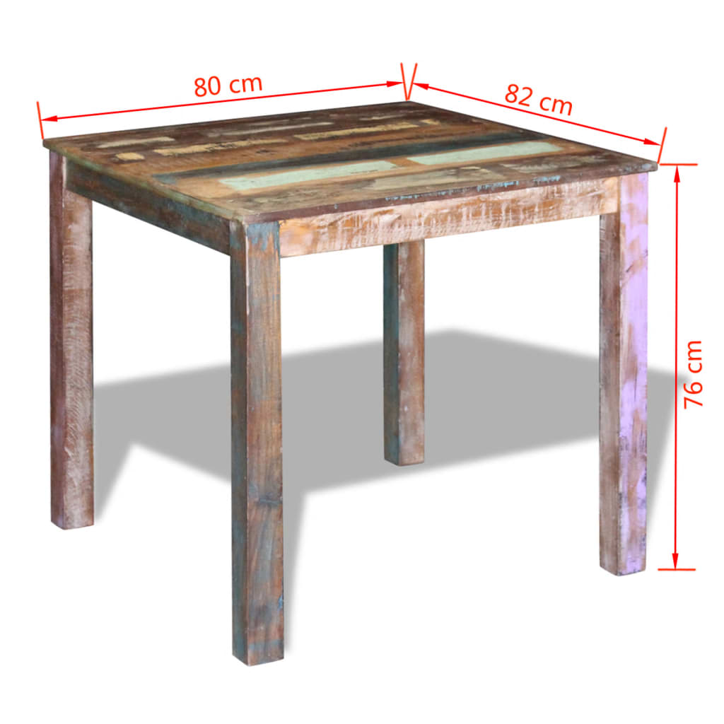 Blagovaonski stol od masivnog obnovljenog drva 80 x 82 x 76 cm