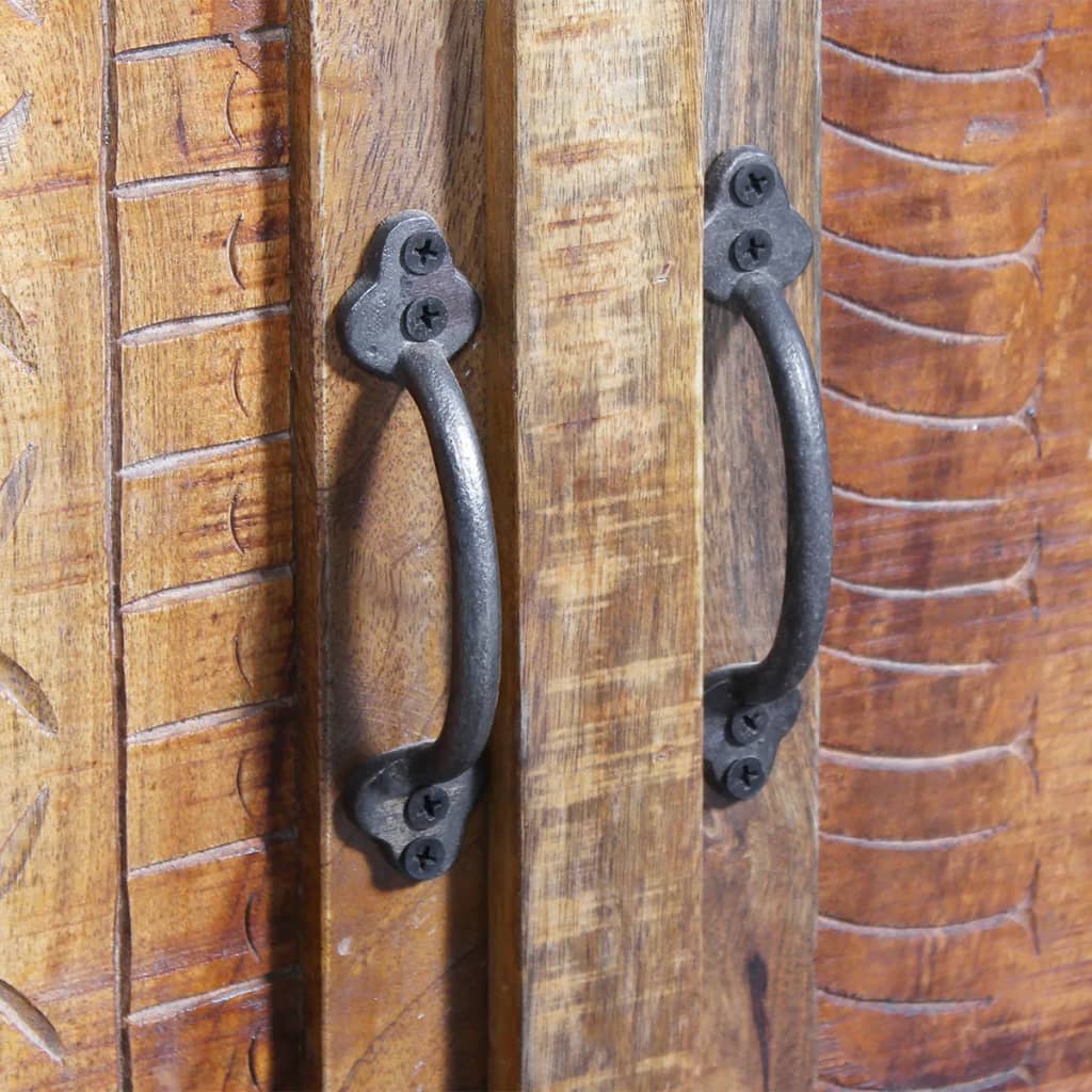 Ormar za Kupaonicu sa Ogledalom i 2 Ormarića Masivno Mango Drvo