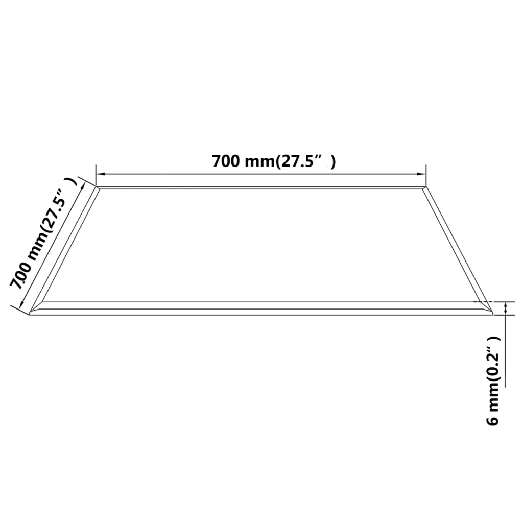 Ploča za Stol Kaljeno Staklo Pravokutna 700x700 mm