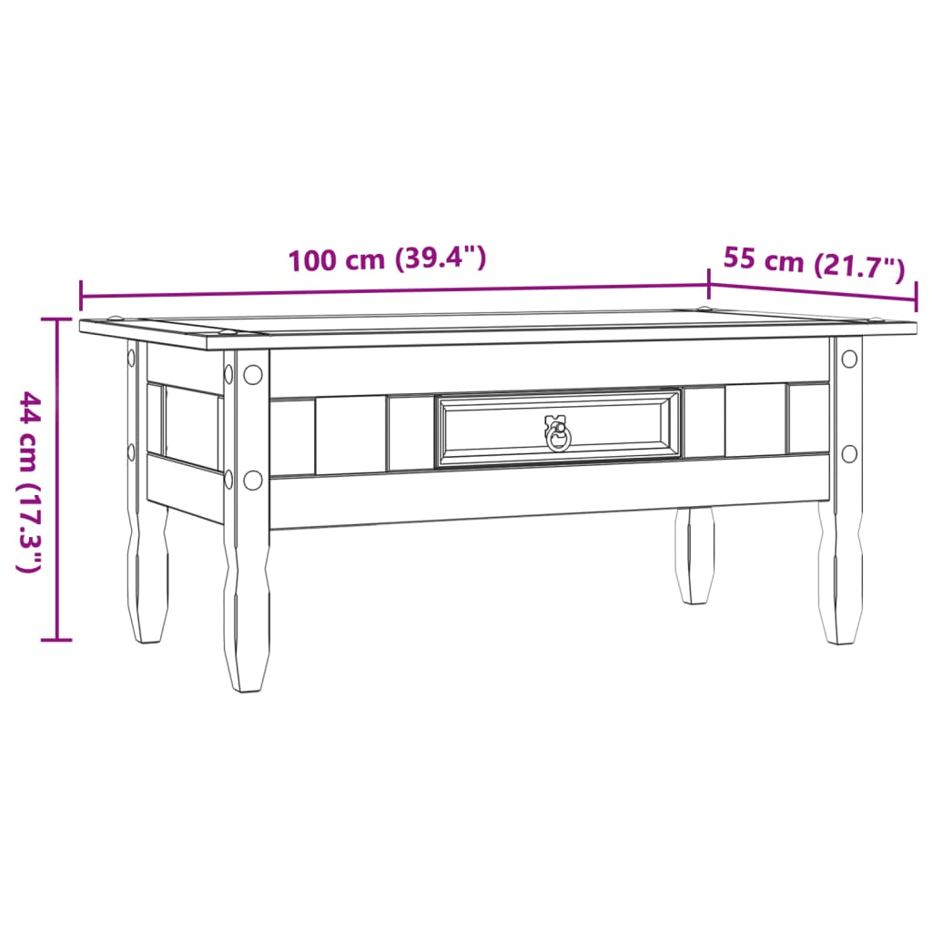 Stolić za Kavu od Meksičkog Bora Asortiman Corona 100x55x44 cm