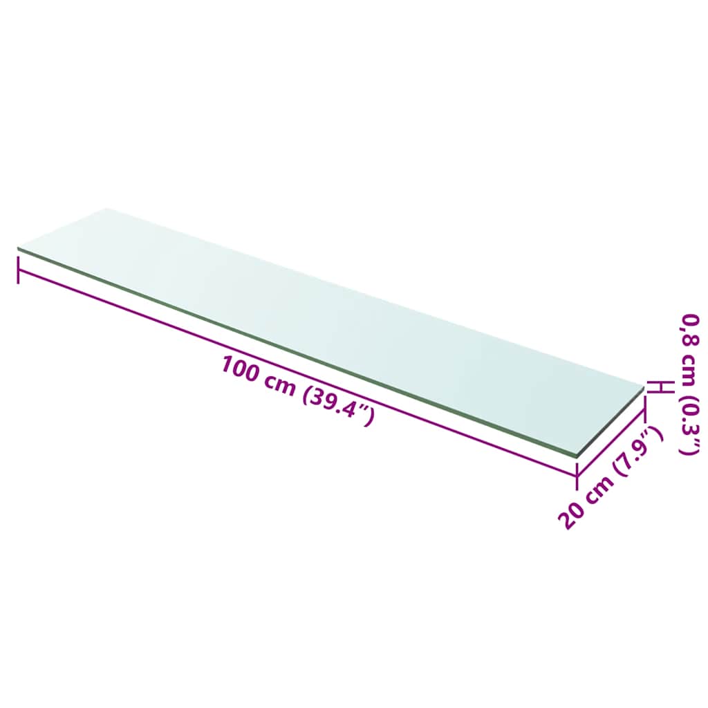 Ploča za Police Staklo Prozirna 100x20 cm