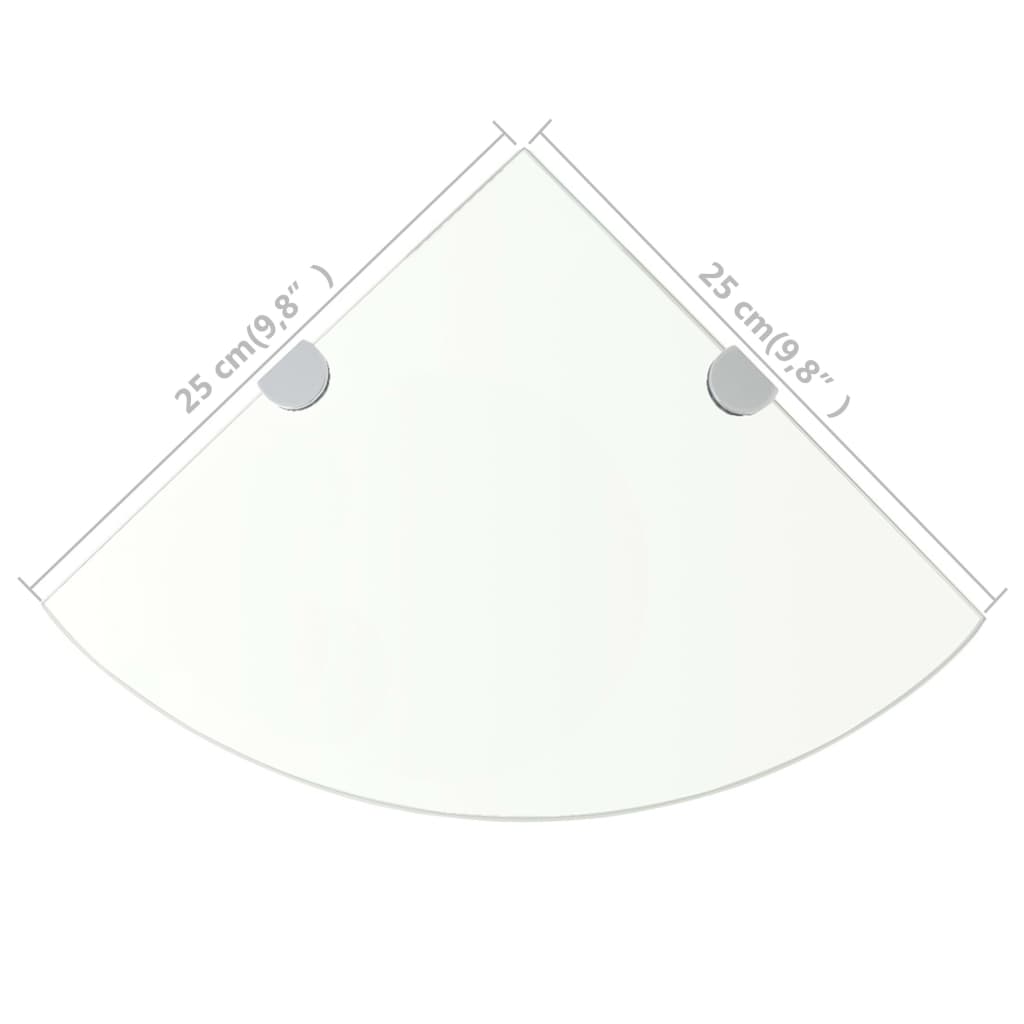 Kutna polica s kromiranim nosačima staklena prozirna 25 x 25 cm
