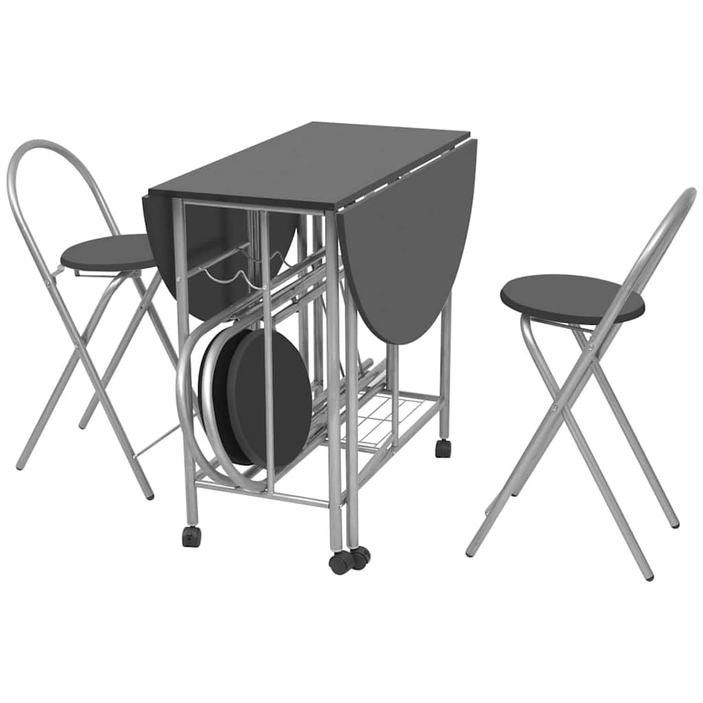 5-Dijelni Blagovaonski Sklopivi Set MDF Crni