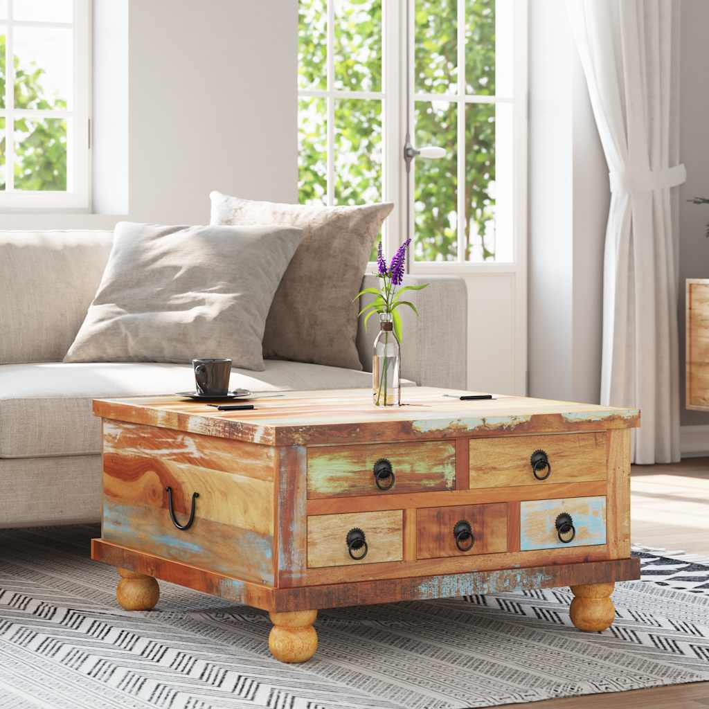 Stolić za kavu od obnovljenog drva 70 x 70 x 38 cm