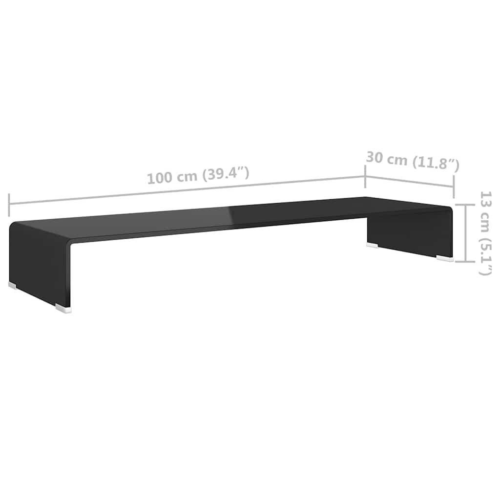 Stalak za TV /Monitor Prozirno Staklo Crni 100x30x13 cm