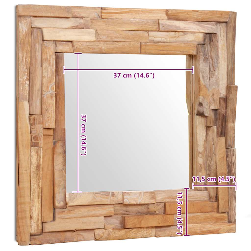 Ukrasno Ogledalo od Tikovine 60x60 cm Kvadratno
